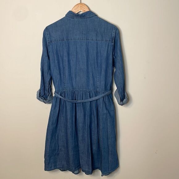 NWT Draper James Denim Long Sleeve Chambray Shirt Dress Size 12 - Picture 7 of 8